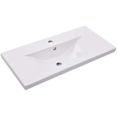 INLIFE Lavabo encastré 81 x 39,5 x 18,5 cm Céramique Blanc (1/5)