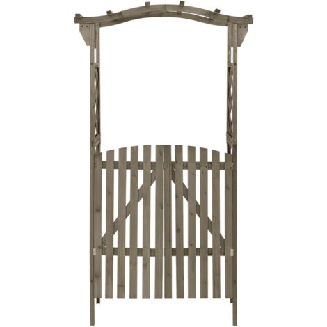 INLIFE Pergola avec portail 116x40x204 cm Gris Bois de sapin massif (1/5)