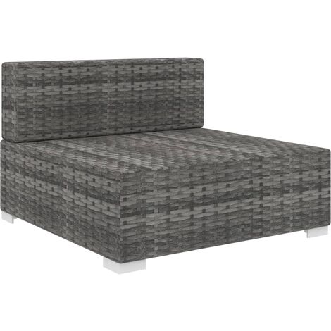 INLIFE Siège central sectionnel 1 pc et coussins Résine tressée Gris (1/5)