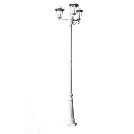 INLIFE Lampadaire de jardin 3 bras 215 cm Blanc Aluminium (1/5)