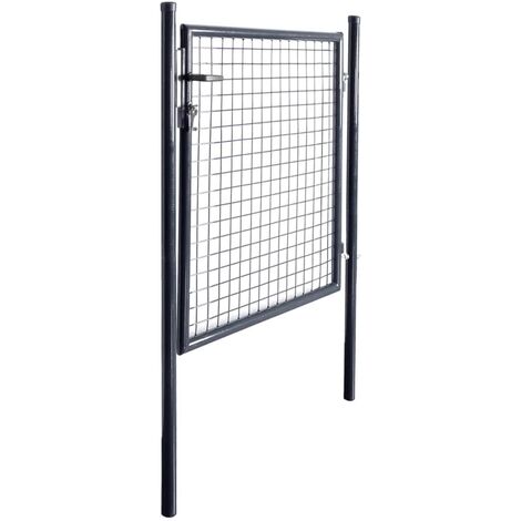 INLIFE Portail en maille de jardin Acier galvanisé 85,5x100 cm Gris (1/5)