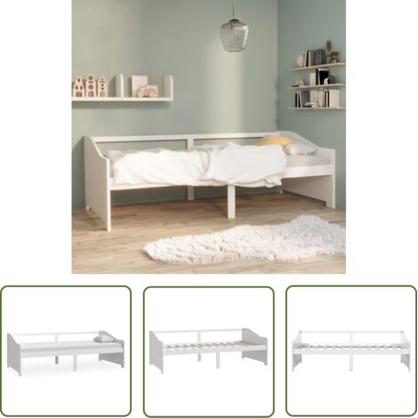 INLIFE Lit de repos 3 places Blanc Bois de pin massif 90x200 cm (1/5)