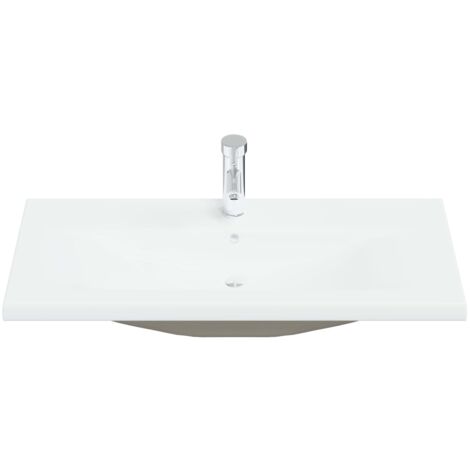 INLIFE Lavabo encastré avec robinet 91x39x18 cm Céramique Blanc (1/5)