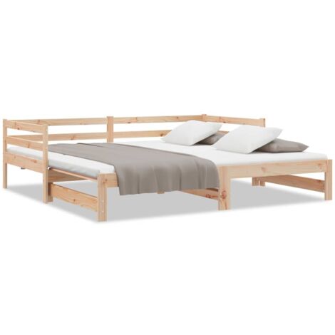 INLIFE Lit coulissant Bois de pin massif 2x(90x200) cm (1/5)