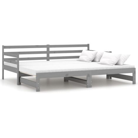 INLIFE Lit coulissant Gris Bois de pin massif 2x(90x200) cm (1/5)