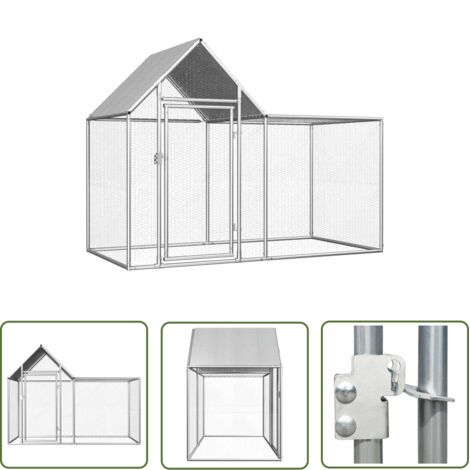 The Living Store Poulailler 2 x 1 x 1,5 m Acier galvanisé - Poulailler - Coop - Cage À Poulet - Abri Pour Oiseaux - Animal Domestique (1/5)
