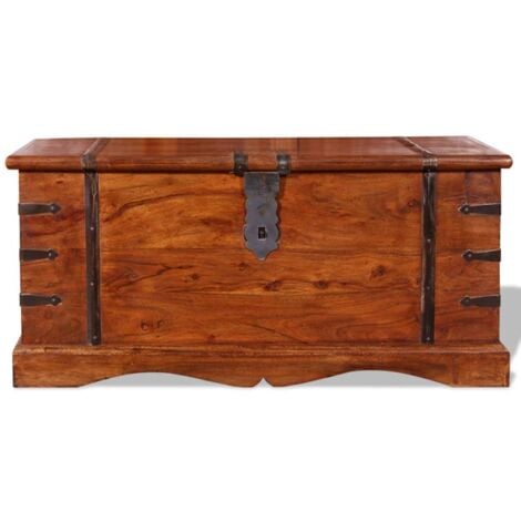 INLIFE Coffre de rangement Bois massif