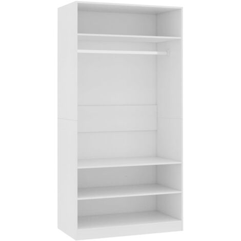 INLIFE Garde-robe Blanc 100 x 50 x 200 cm Aggloméré (1/5)
