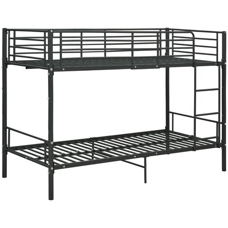 INLIFE Lit superposé Noir Métal 90x200 cm (1/5)