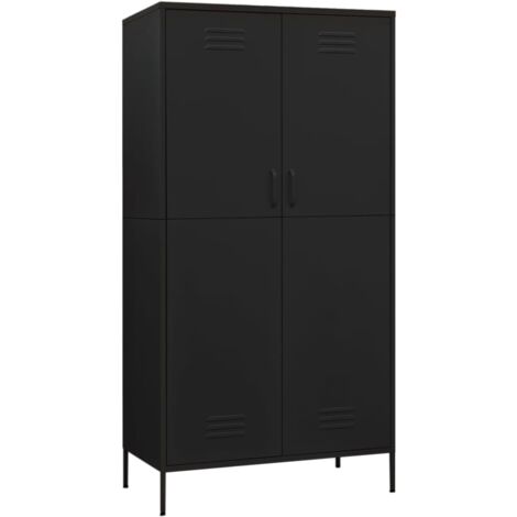INLIFE Garde-robe Noir 90x50x180 cm Acier (1/5)