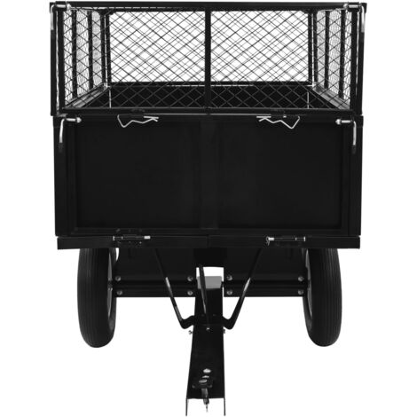 Remorque basculante 300 kg pour tondeuse de pelouse – Acier – Dimensions 153 x 77 x 103 cm – Roues pneumatiques tout-terrain – Inlife