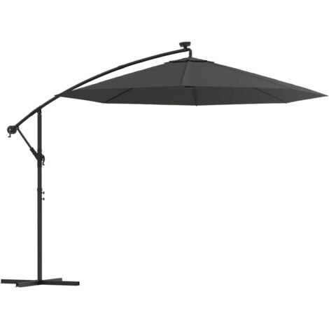INLIFE Parasol en porte-à-faux LED et mât en acier 300cm Anthracite (1/5)