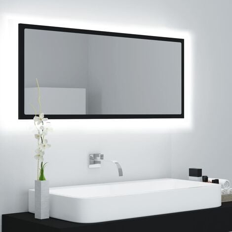 INLIFE Miroir LED de salle de bain Noir 100x8,5x37 cm Aggloméré - Noir