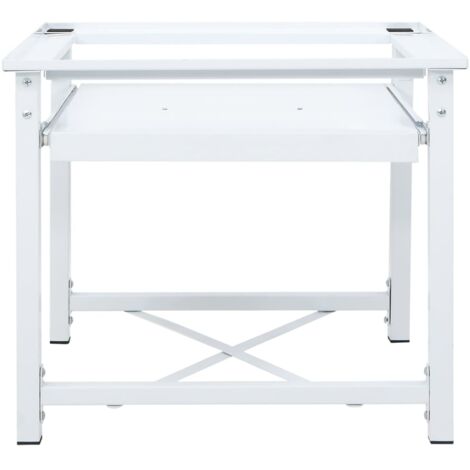 INLIFE Socle pour machine à laver avec étagère coulissante Blanc