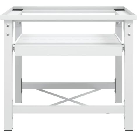 INLIFE Socle pour machine à laver avec étagère coulissante Blanc