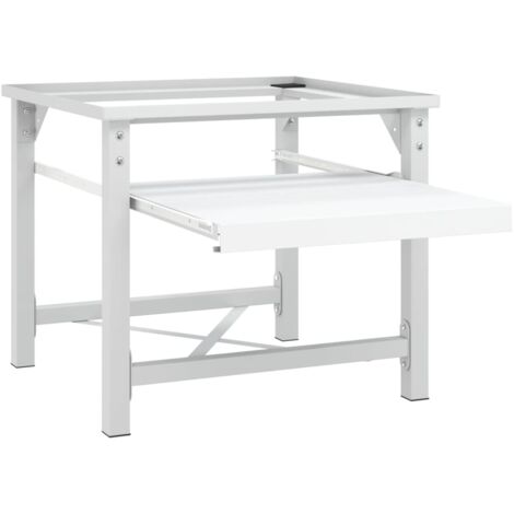 INLIFE Socle pour machine à laver avec étagère coulissante Blanc