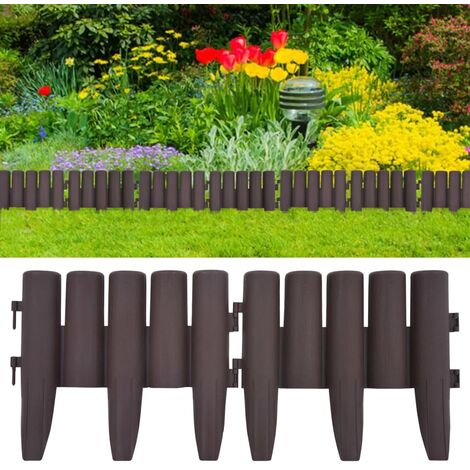 INLIFE Bordures de pelouse 36 pcs Marron 10 m PP (1/5)