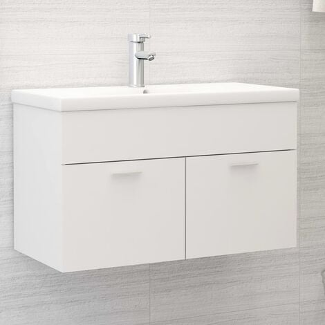 INLIFE Armoire d'évier Blanc 80x38,5x46 cm Aggloméré