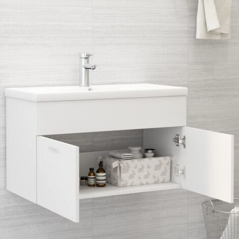 INLIFE Armoire d'évier Blanc 80x38,5x46 cm Aggloméré