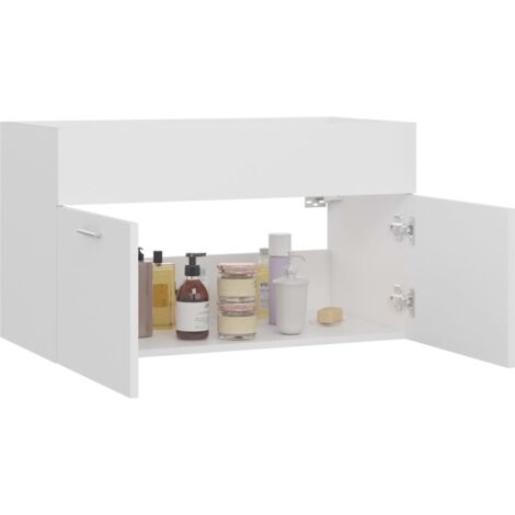INLIFE Armoire d'évier Blanc 80x38,5x46 cm Aggloméré