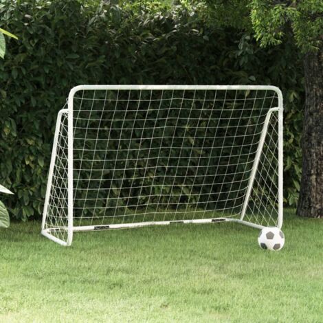 INLIFE But de football avec filet Blanc 180x90x120 cm Acier (1/5)