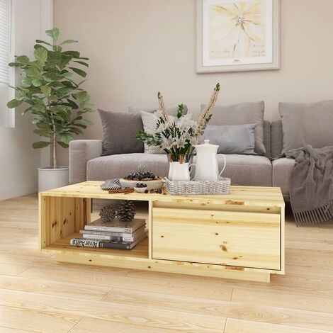 INLIFE Table basse 110x50x33,5 cm Bois de sapin massif