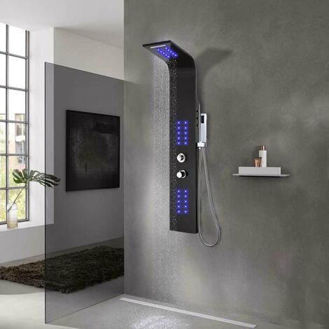 INLIFE Panneau de douche Aluminium 20 x 44 x 130 cm Noir (1/5)