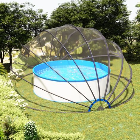 Dôme de piscine 550x275 cm – Couverture en PVC avec cadre en fibre de verre – Protection contre soleil et pluie – Réchauffement rapide de l'eau (1/5)