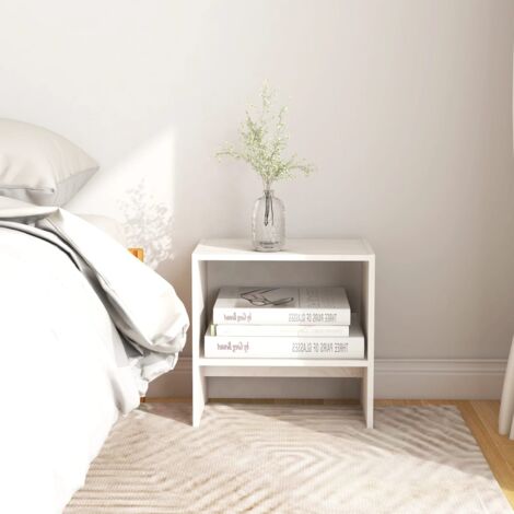 INLIFE Tables de chevet 2 pcs Blanc 40x30,5x40 cm Bois de pin massif (1/5)