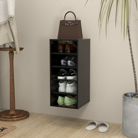 INLIFE Armoire à chaussures Noir 31,5x35x70 cm Aggloméré (1/5)
