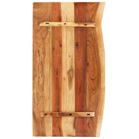 Longziming – Dessus de meuble-lavabo en bois d'acacia massif 100x55 cm – Épaisseur 25 mm – Surface laquée pour protection humidité – Bord en bois vivant