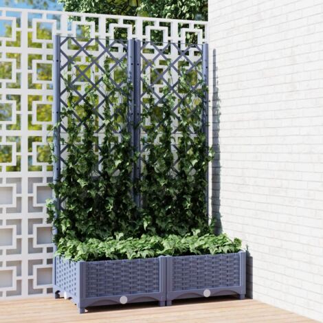 INLIFE Jardinière avec treillis Gris foncé 80x40x121,5 cm PP (1/5)