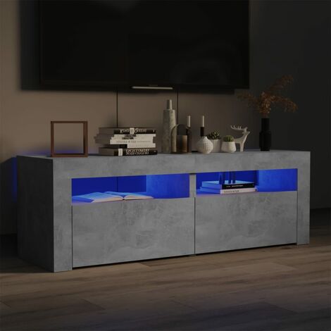 INLIFE Meuble TV avec lumières LED Gris béton 120x35x40 cm (1/5)