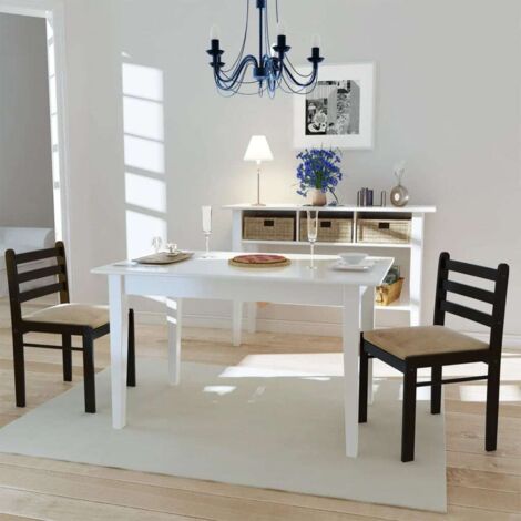 INLIFE Chaises de salle à manger 2 pcs Marron Hévéa solide et velours (1/5)