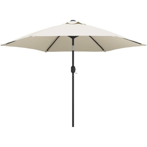INLIFE Parasol en porte-à-faux avec LED 3 m Blanc sable (1/5)