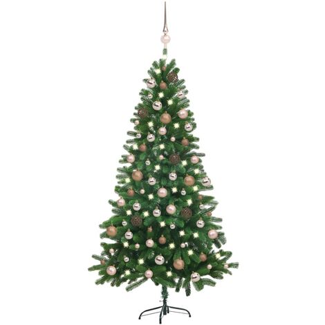 INLIFE Arbre de Noël artificiel avec LED et boules 150 cm Vert (1/5)