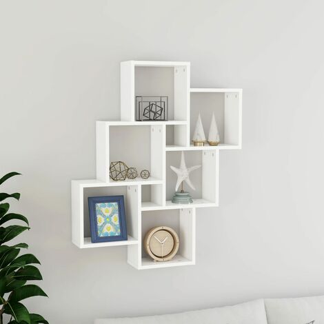 INLIFE Étagère cube murale Blanc 78x15x93 cm Aggloméré (1/5)