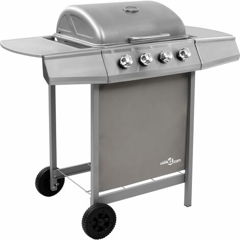 INLIFE Barbecue gril à gaz avec 4 brûleurs Argenté