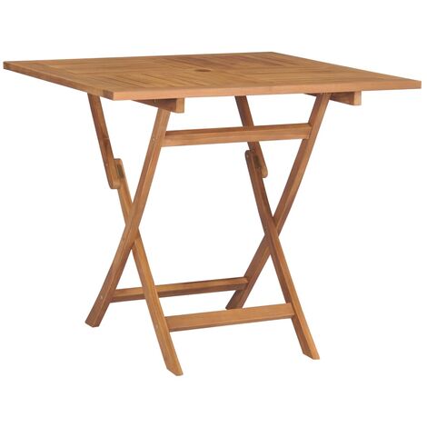 INLIFE Table pliable de jardin 85x85x76 cm Bois de teck solide (1/7)