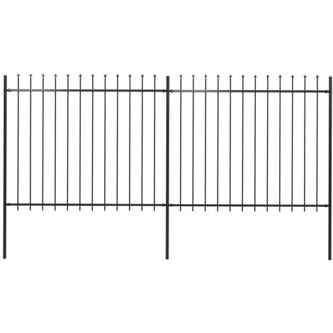 Vidaxl – Clôture de jardin en acier enduit de poudre 3,4 x 1,5 m – Panneaux avec pointes de lance – Accessoires de montage inclus
