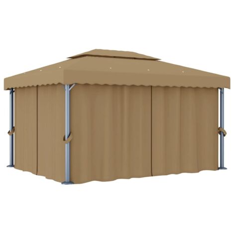 INLIFE Tonnelle avec rideau 4x3 m Taupe Aluminium (1/5)