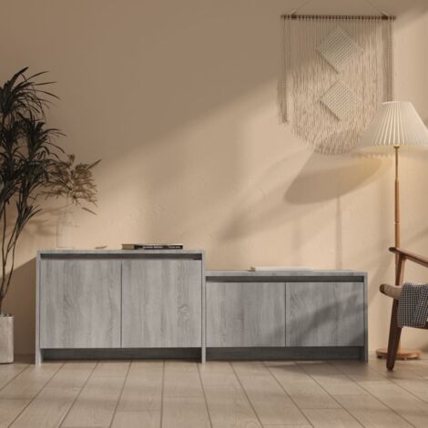 INLIFE Meuble TV Sonoma gris 146,5x35x50 cm Aggloméré (1/5)