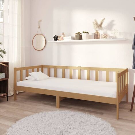 INLIFE Lit Marron miel Bois de pin massif 90x200 cm (1/5)