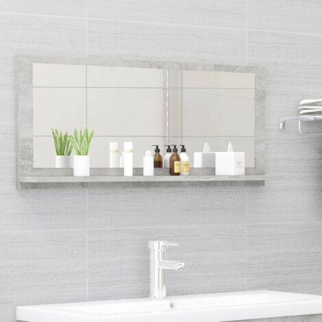 INLIFE Miroir de salle de bain Gris béton 90x10,5x37 cm Aggloméré (1/5)