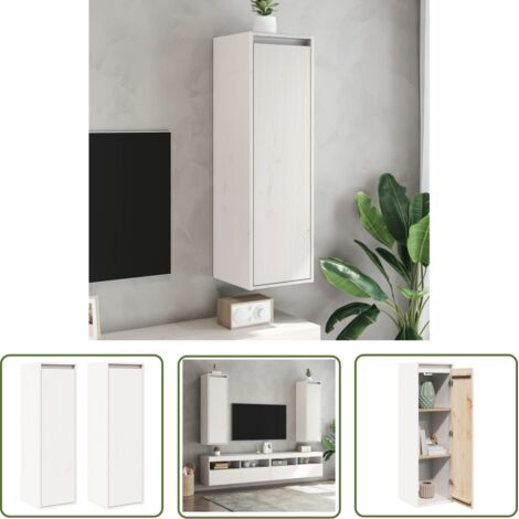 INLIFE Armoires murales 2 pcs Blanc 30x30x100 cm Bois de pin massif (1/5)
