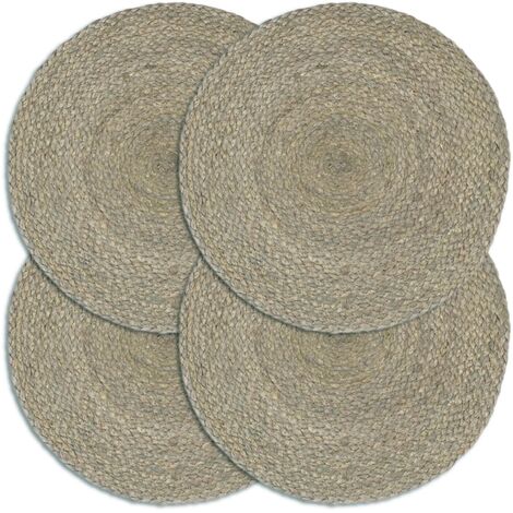 INLIFE Napperons 4 pcs Gris Plain 38 cm Rond Jute (1/4)
