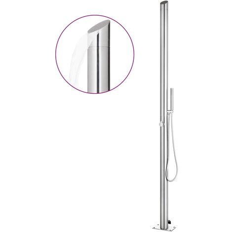 Prolenta Premium – Douche extérieure 220 cm en acier inoxydable 304 – Tête de douche cascade – Tuyau flexible 1,5 m – Base 20 x 12 cm