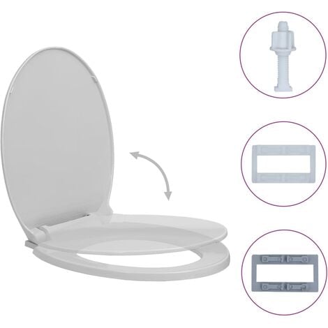 INLIFE Siège de toilette à fermeture en douceur Ovale Gris clair 46 x 34 cm (L x I)