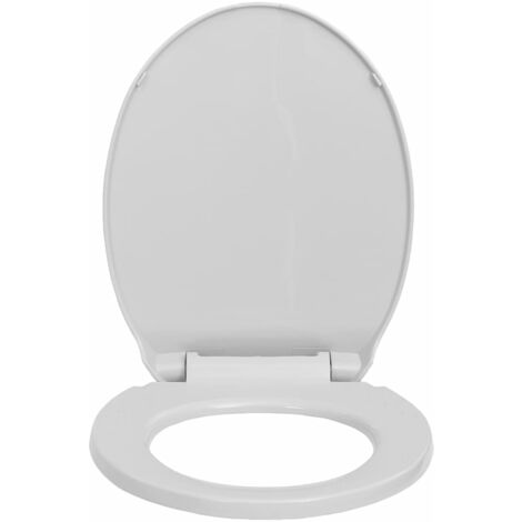INLIFE Siège de toilette à fermeture en douceur Ovale Gris clair 46 x 34 cm (L x I)