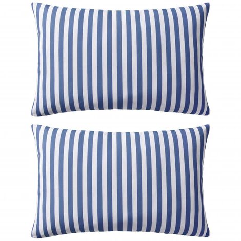INLIFE Oreiller d'extérieur 2 pcs Impression rayure 60 x 40 cm Bleu (1/3)